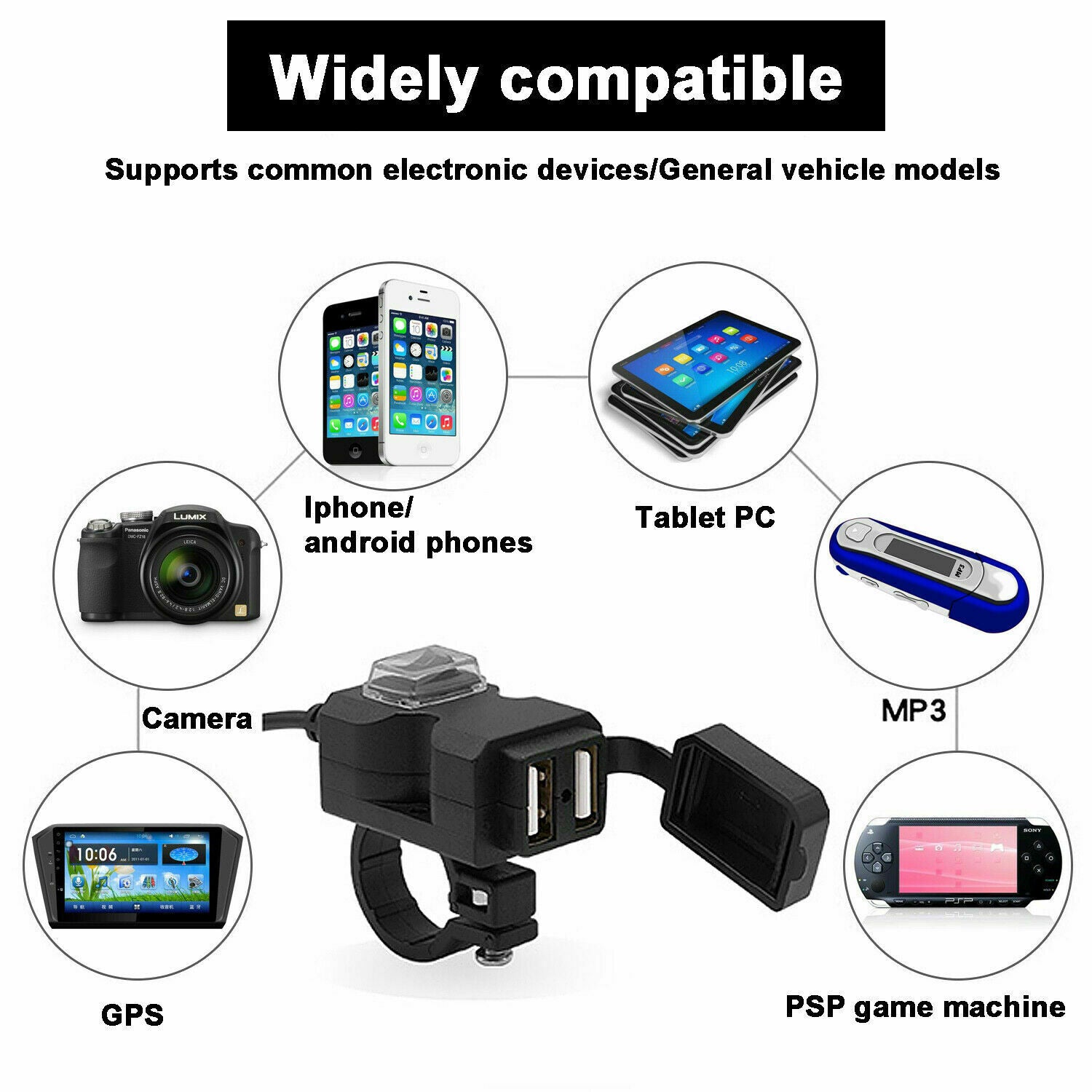 Dual USB Waterproof Motorcycle Charger Adapter Power Supply Socket for Phone