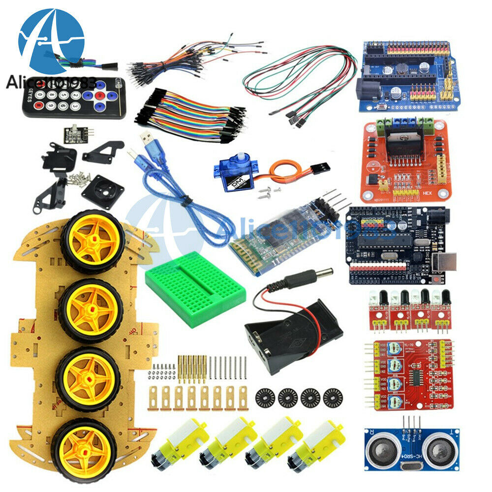 HC-SR04 Smart Car Kits + UNO R3+Nano V3.0 I/O Shield + L298N Motor Driver Kit
