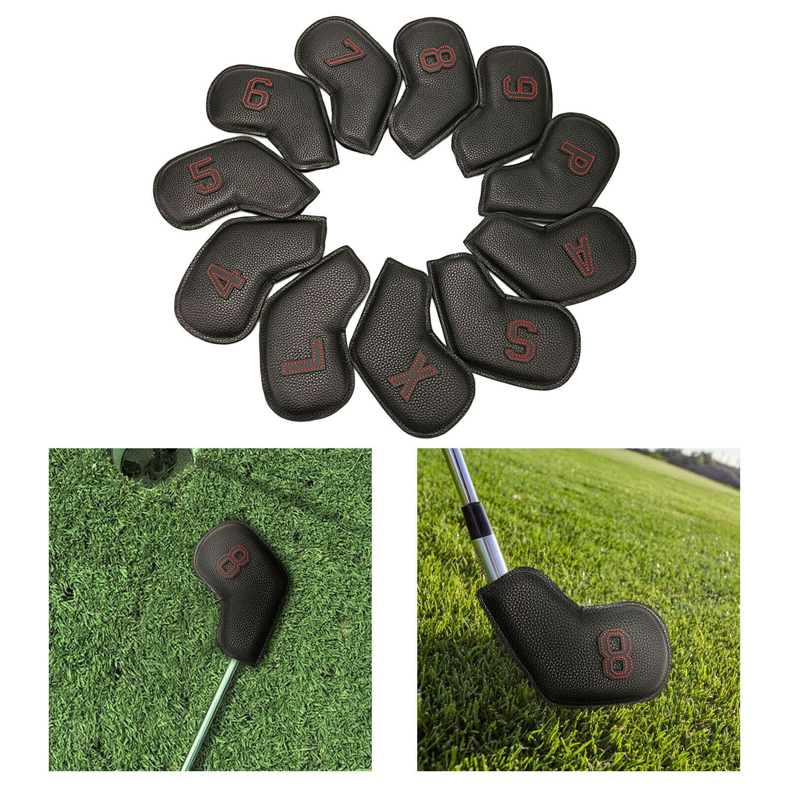 11 Pieces Waterproof PU Golf Club Iron Cover Unisex Headcover Universal