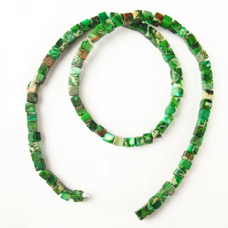 Green Manmade Sea Sediment Jasper Cubic Loose Bead 15.5 inch 4x4x4mm A567DHS