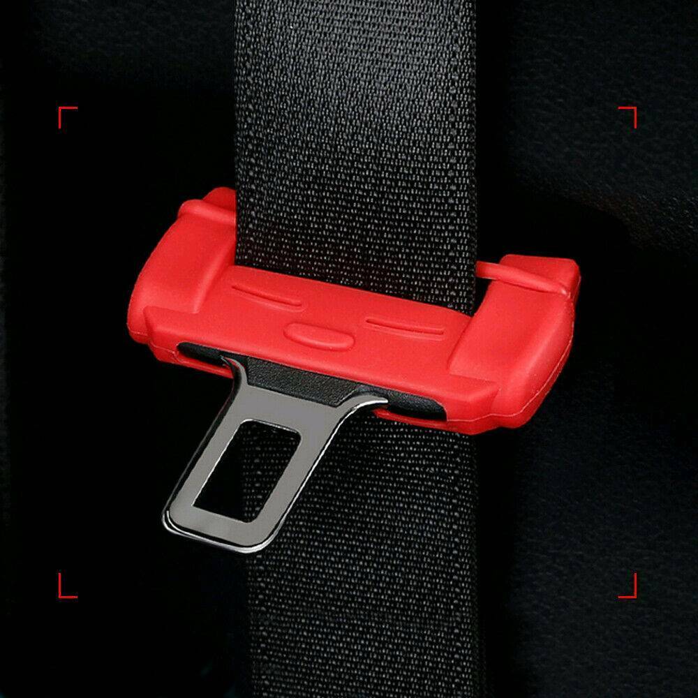 Universal Car Auto Safty Seat Belt Buckle Silicone Cover Clip Anti-Scratch Red