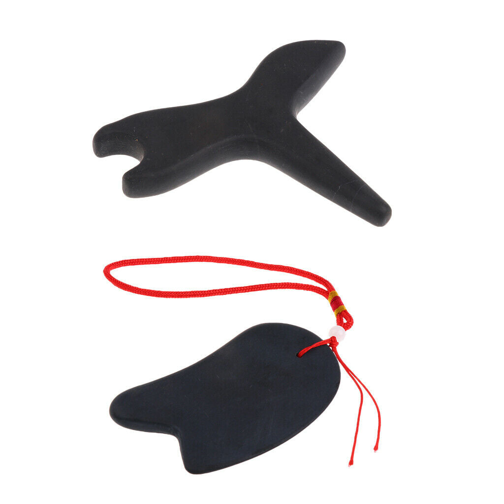 2pcs Black Stone Gua Sha Scraping Tool Guasha Massage Boards Scraper - Pressure