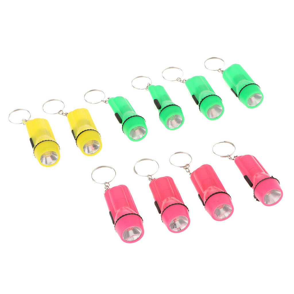 Cute LED Key Chain Mini Flashlight Shape Key Ring Holder 10 Pack Random