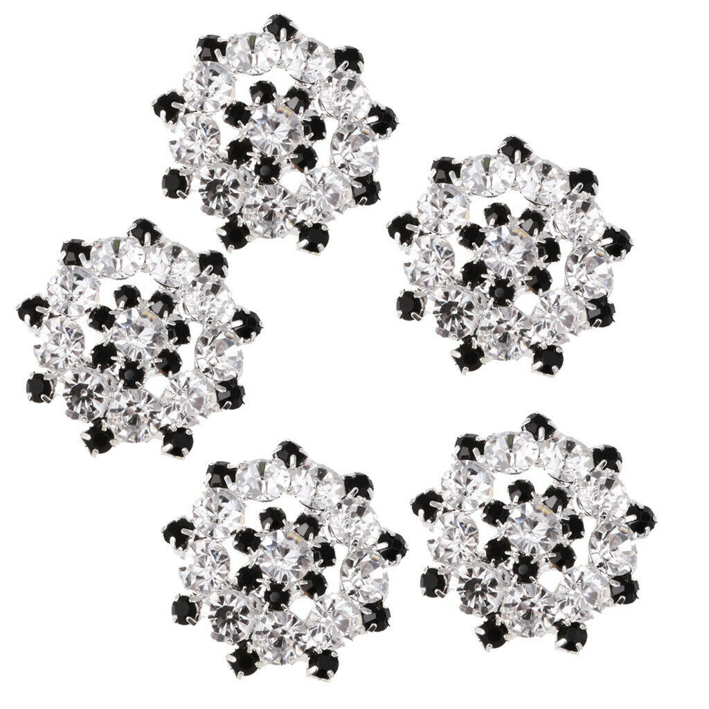 5 Pieces Sparkly Crystal Flower Shape Shank Buttons Sewing on Clothes Dress