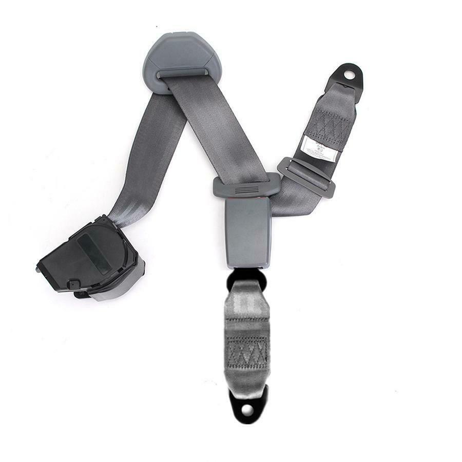High Strength Polyester Car 3 Point Seat Belt Lap & Diagonal Belt Grey Universal