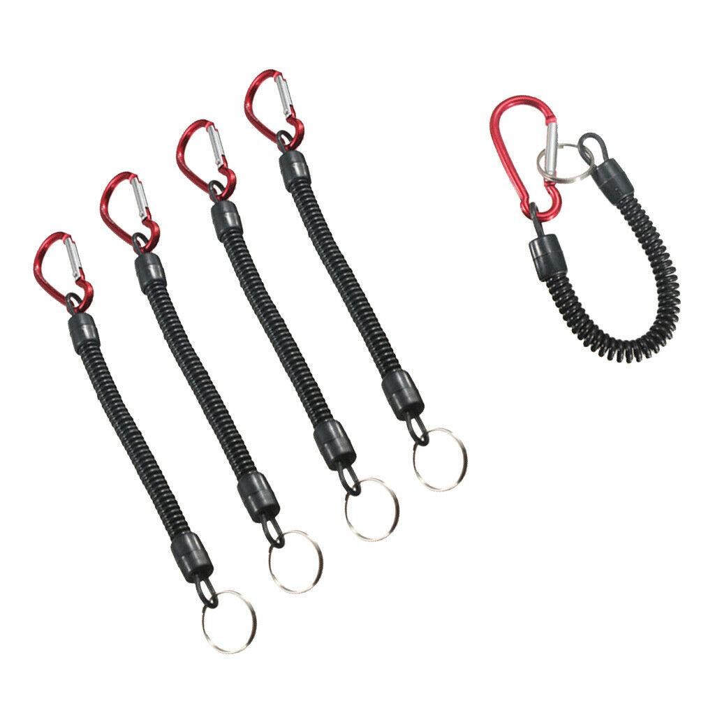 5pcs Retractable Fishing Lanyards Coiled Tether Secure Tackle Tools Red