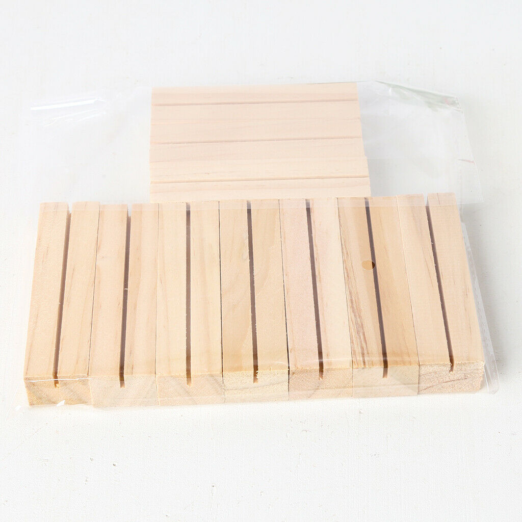 10Pcs Rustic Natural Wood Place Card Holder Message Memo Wedding Decoration