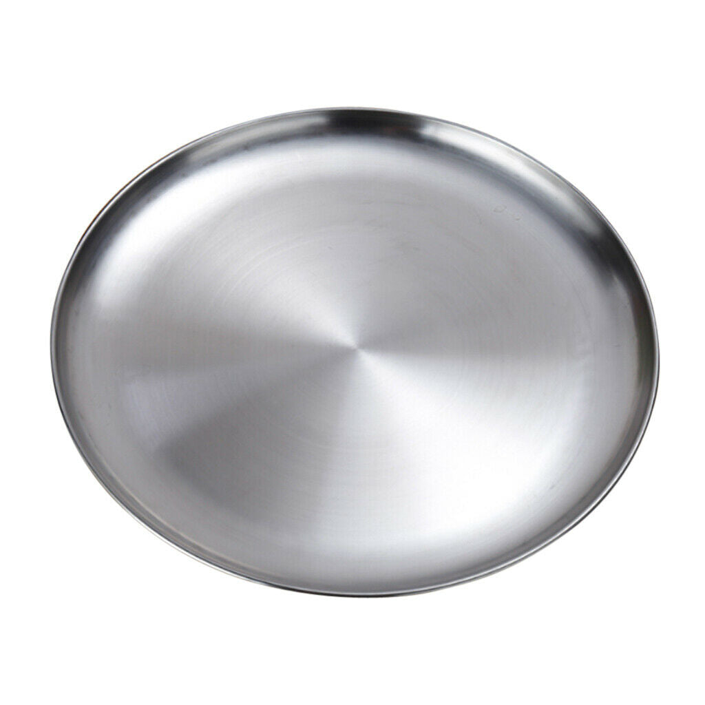 3X Stainless Steel Flat Dish Serving Plate Thick Vegetable Platter Dish 23cm