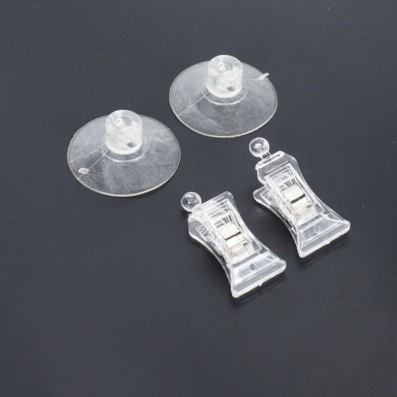 2 PCS 47mm Clear Plastic Wall Suction Cup Clip Clamp E2X4X4