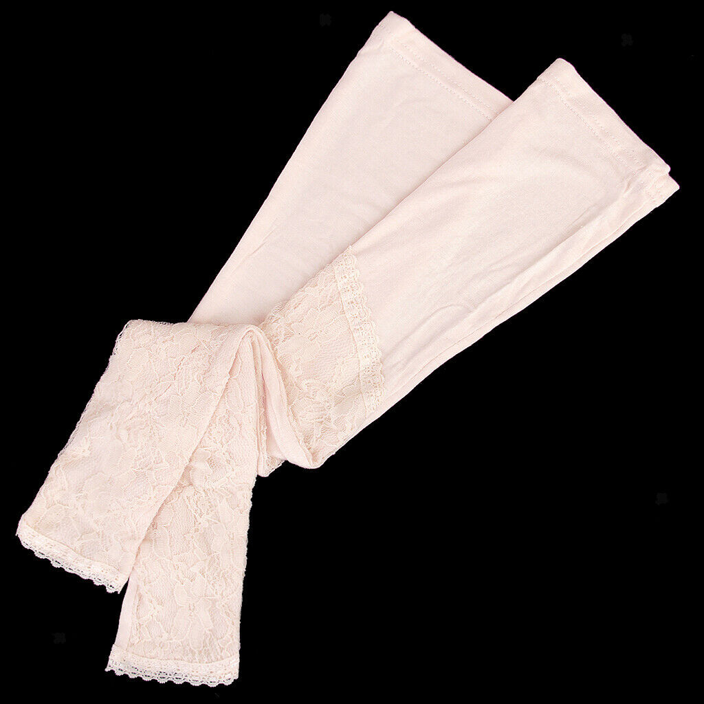 Nude Long lace UV Protection Sun Bridal Golf Driving Gloves Arm Sleeves