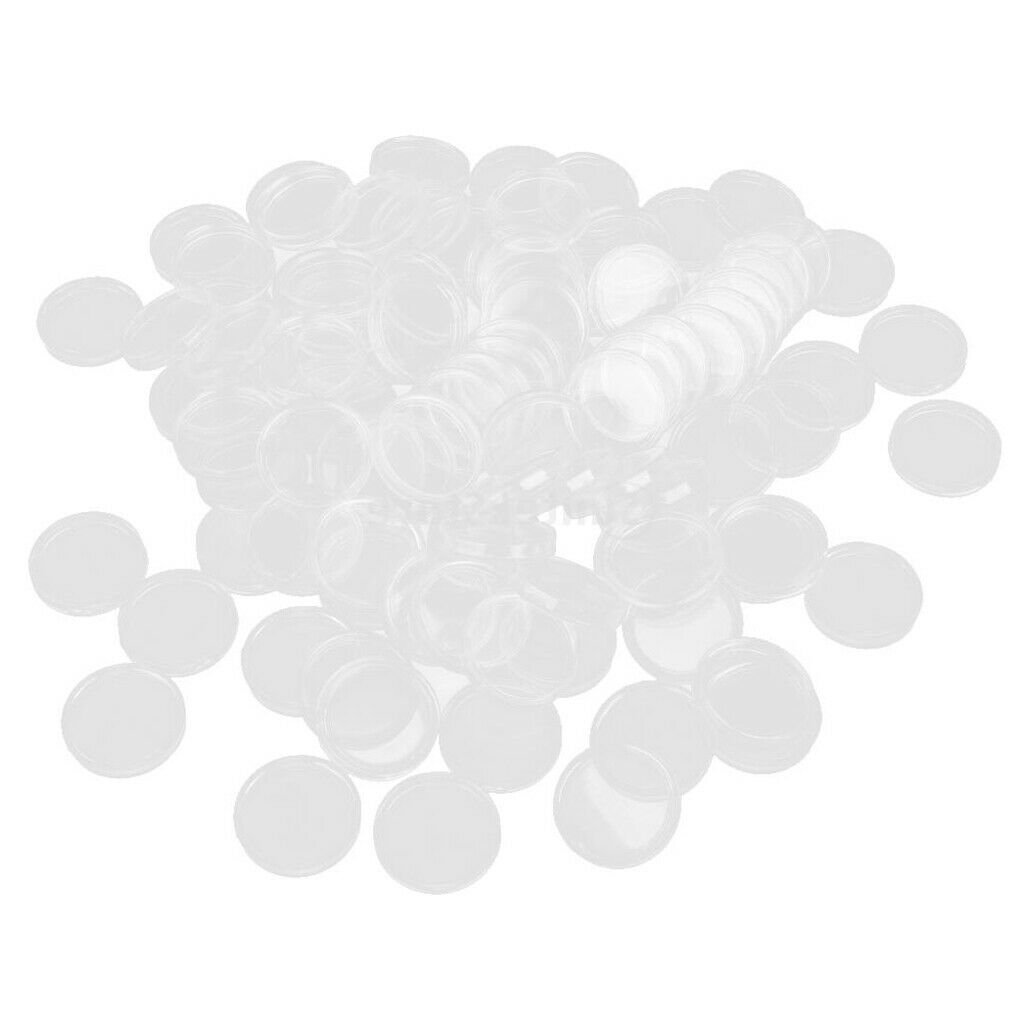 200Pcs Round Plastic 20mm 30mm Coin Holder Capsules Container Holder Case
