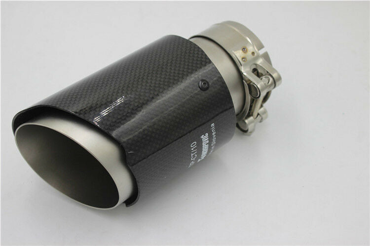 Glossy Real Carbon Fiber Car SUV Exhaust Pipe Muffler End Tips For Car 63mm-89mm