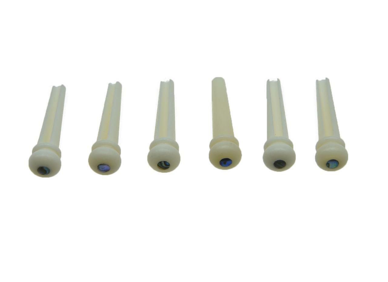 Set of Pure Bone Nut and Saddle and Bridge Pins w/ Shell Dot for Acoustic Guitar