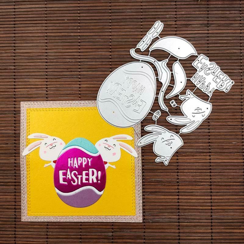 Happy Easter Bunny Metal Cutting Dies Stencil Scrapbooking DIY Album Stamp Paper