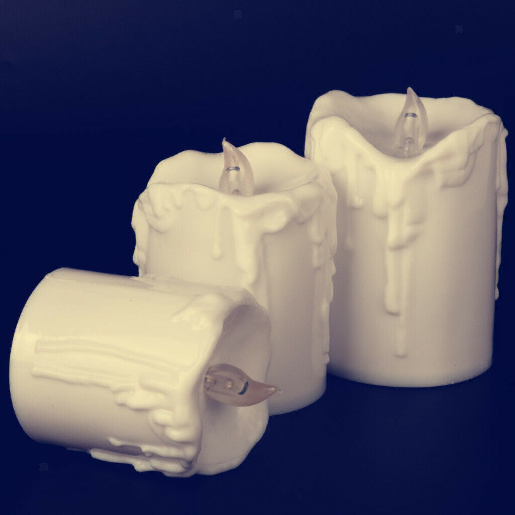 3x Flameless LED Candle Simulation Wax Candle for Birthday Party Wedding