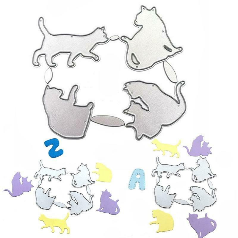 Kittens Metal Cutting Dies Stencil Scrapbooking DIY Album Stamp Paper Embossing