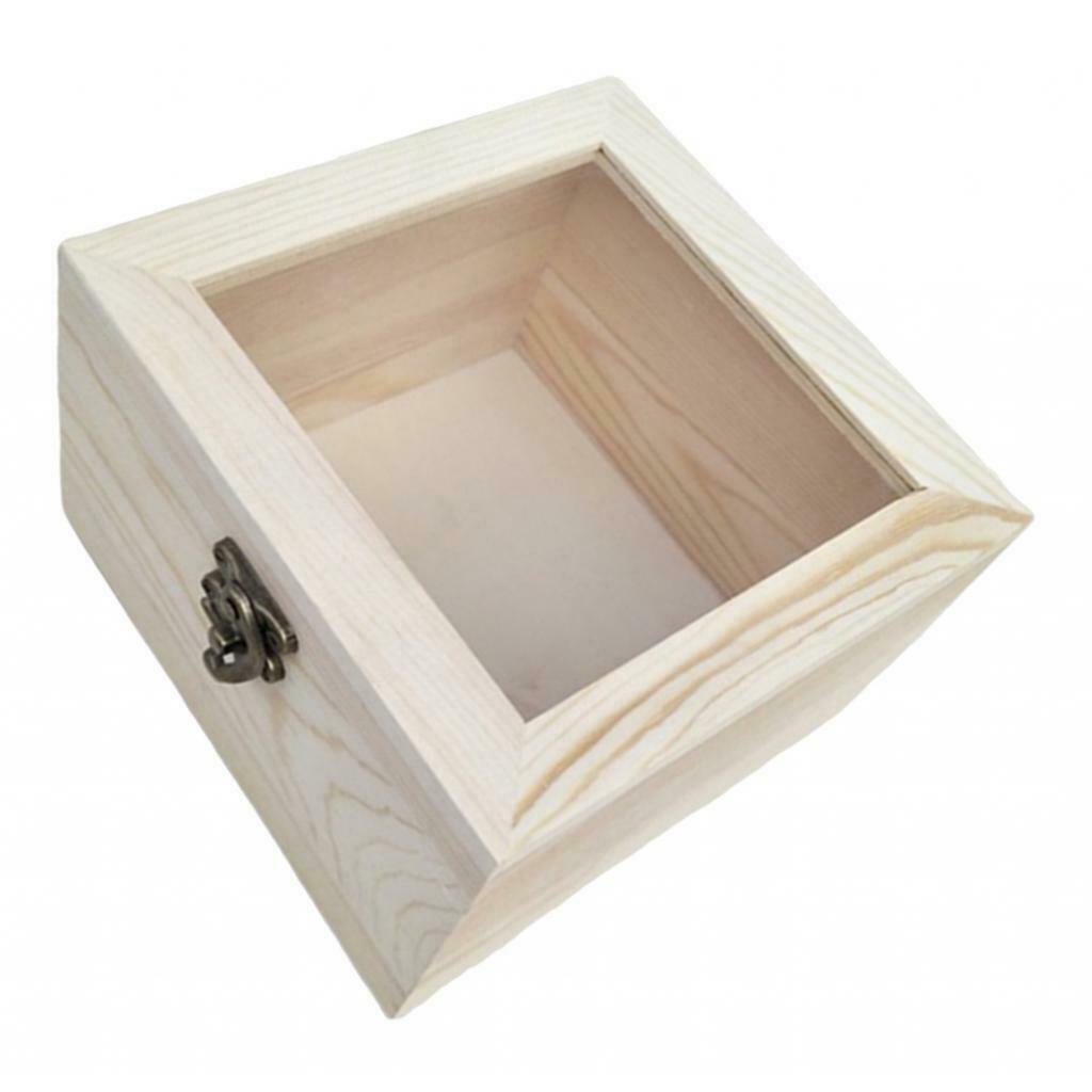 Wooden Lockable Hinged Box Glass Top Display Case Flower/Crafts/Gifts Box 1#