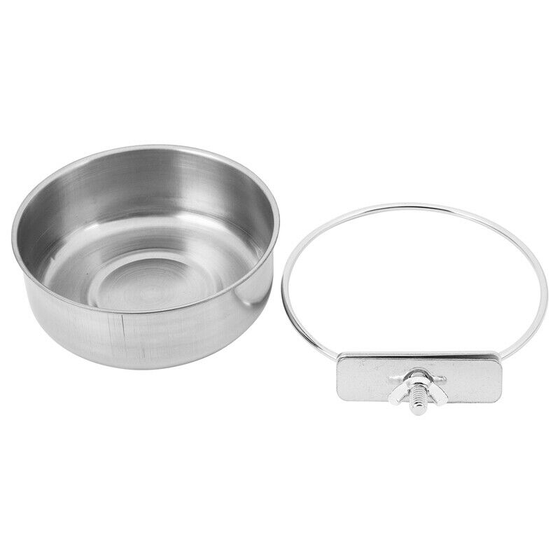 5Pcs Bird Feeding Dish Cups Parrot Stainless Steel Water Dish Perch Stand PlY8L5