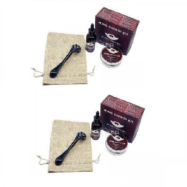 2 x Beard Growth Kit Titanium  Roller + Serum for Men Face roller