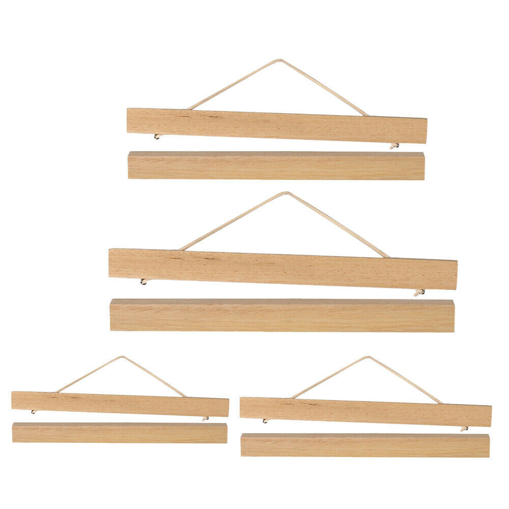 3x 8" Wooden Magnetic Poster Hanger Frame Holder for Photos Scrolls Artwork