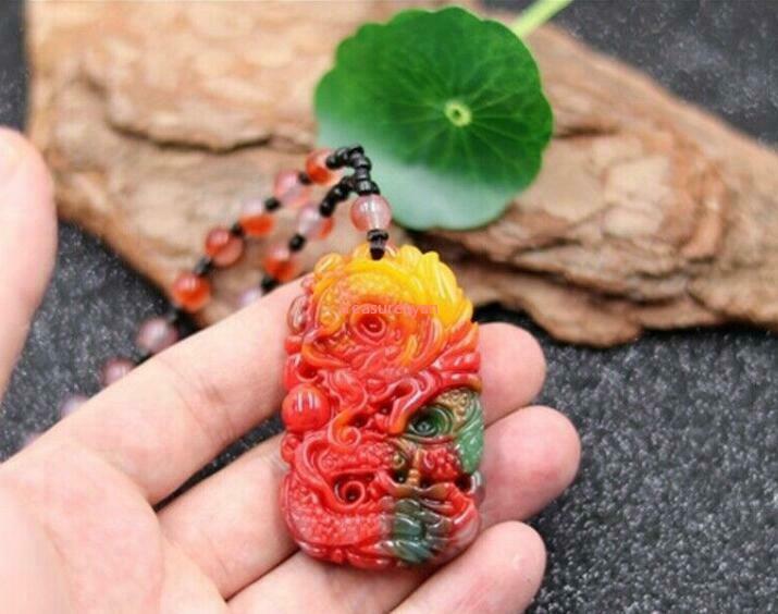 Amulet Pendant Women Color Jade Charm Natural Dragon Necklace Jewelry Gifts Hand