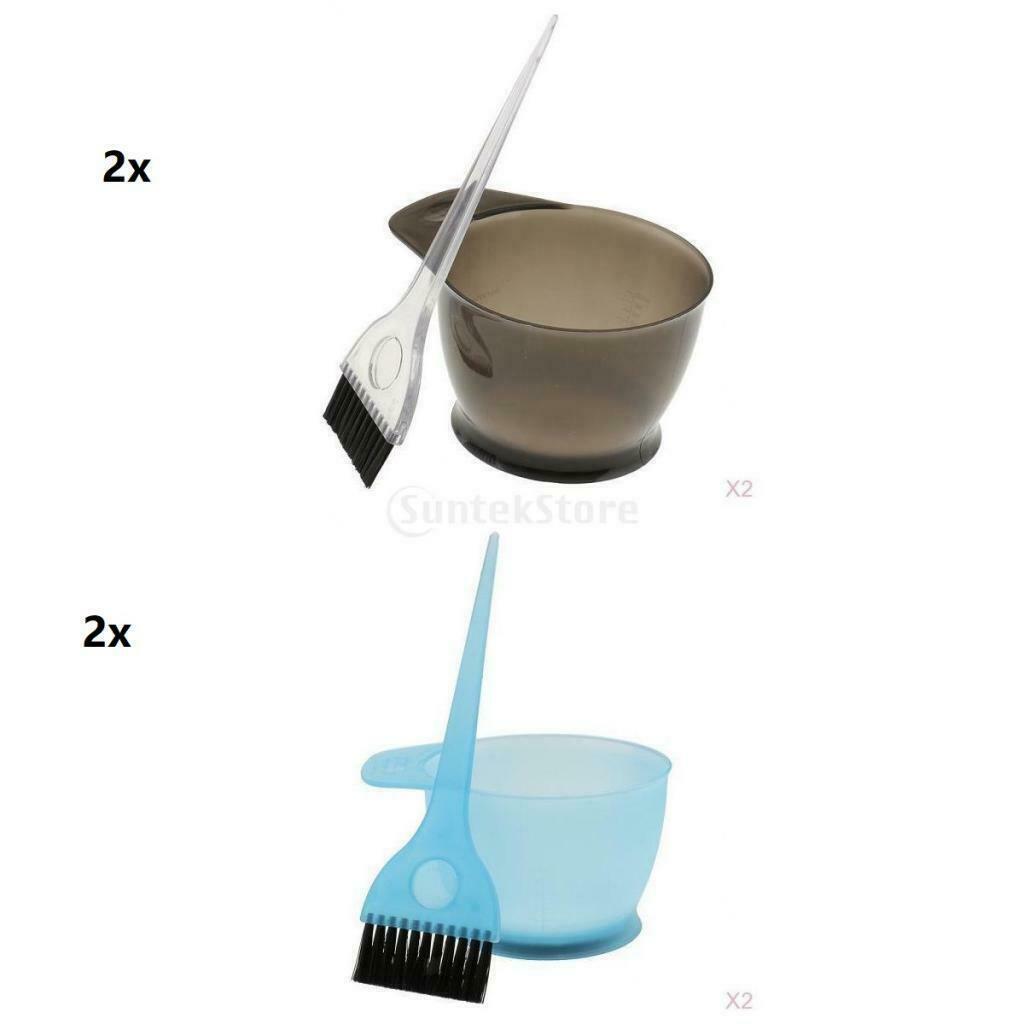 4x Hair Dye Color Brush and Bowl Set Tools for Dying Hairdressing Mixer