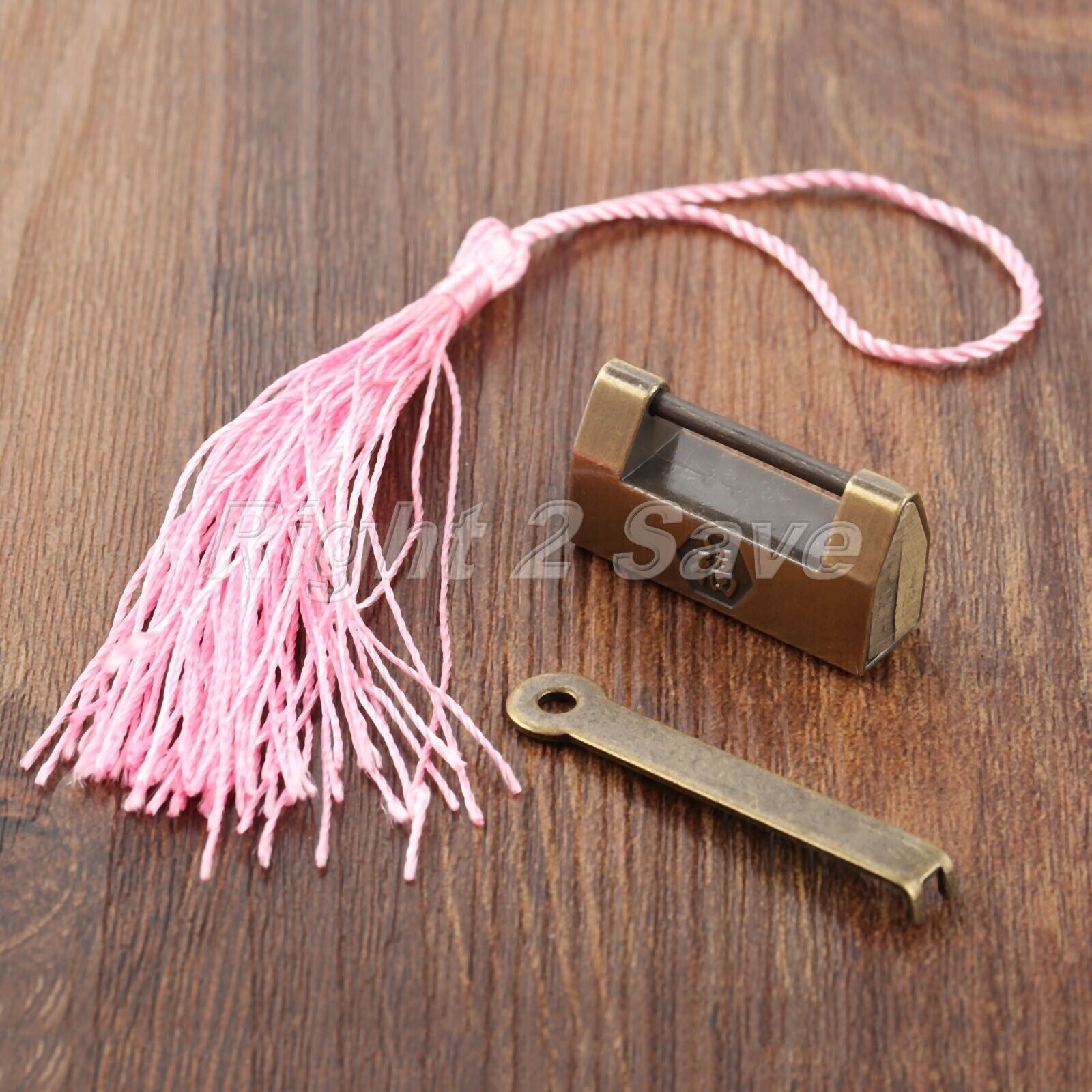Zinc Alloy Lock Retro Wood Gift Case Jewelry Box Suitcase Padlock Hardware & Key