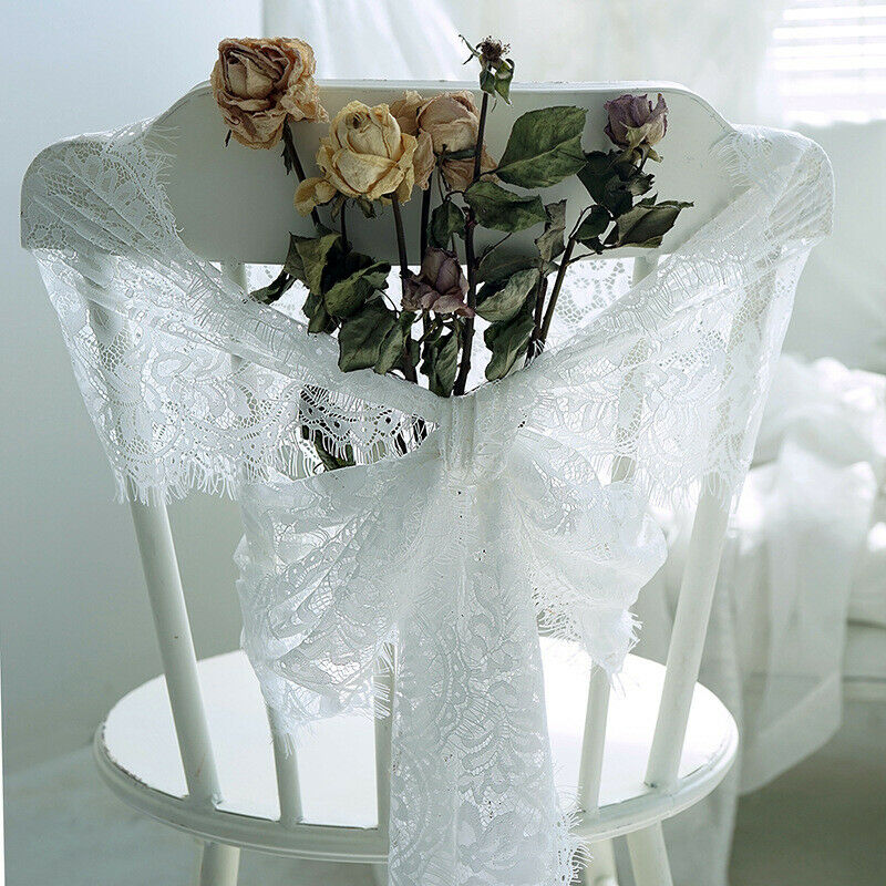 White Lace Tablecloth Floral Embroidery Table Runner Rectangle Dining Room Decor