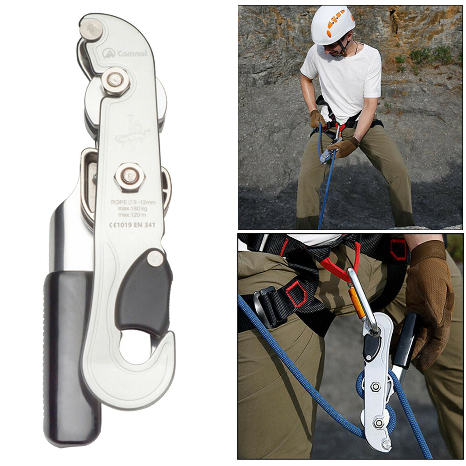 25KN Climbing Self Braking Descender Rappel Equipment for Ropes 9-12mm