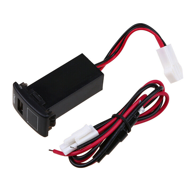 12V Car Auto USB Charging Car Charger Black with LED Voltmeter & Wire For Mazda