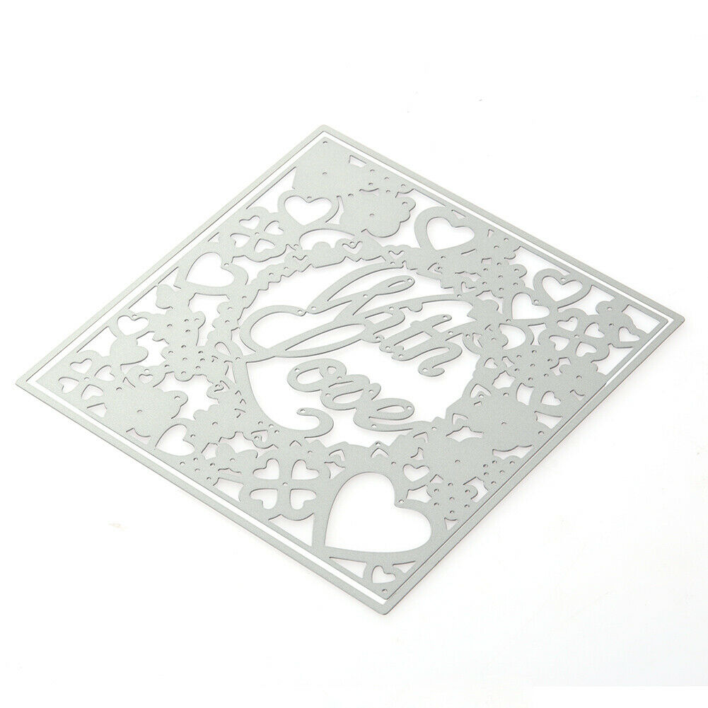 2 X With Love Square Photo Cutting Dies Stencil DIY Scrapbook Mould Craft @
