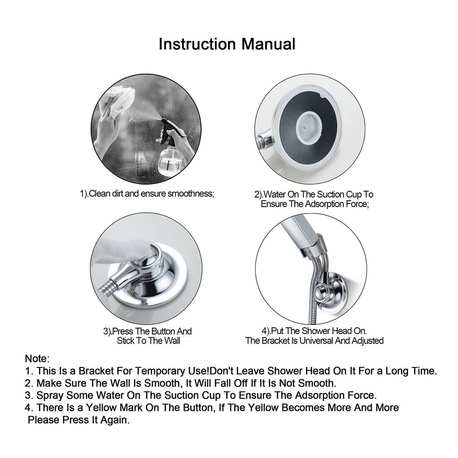 Suction Cup Shower Head Holder Handheld Showerhead Bracket Adjustable Shower