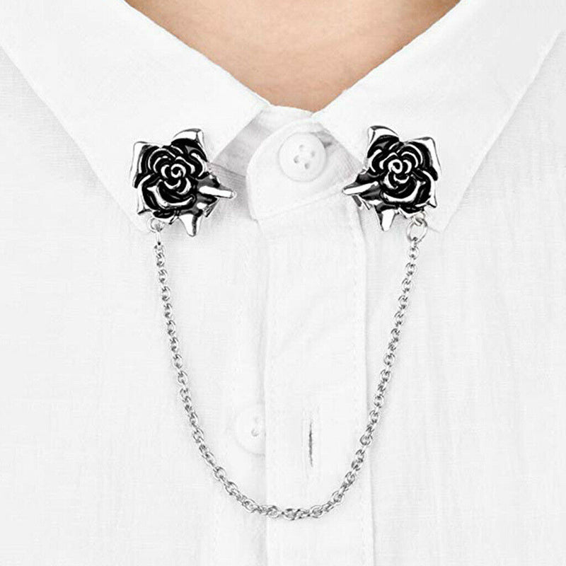 Rose Elegant Sweater Shawl Chain Clips Cardigan Collar Ladies Gift, Exquisite