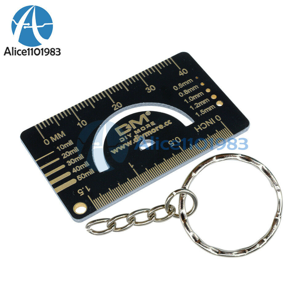 4CM Multifunctional FR4 PCB Ruler Measuring Tool Angle Measure Meter + Keychain