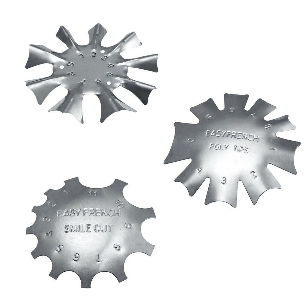 3x Simple French Tip Smile Line Edge Trimmer Multi-Sizes Stencil Plate Tool