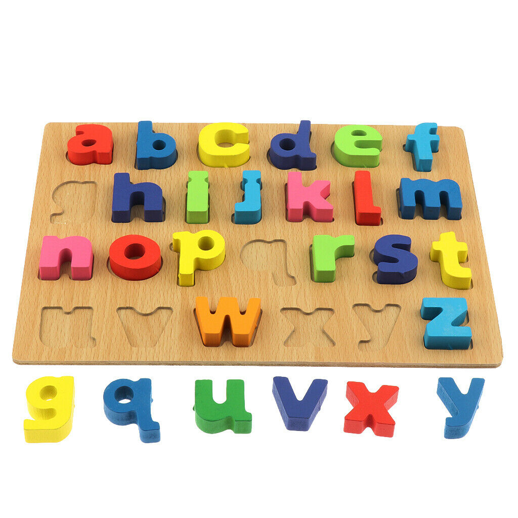 Wooden Puzzle Board Color Lower Case Blocks Toys For Children