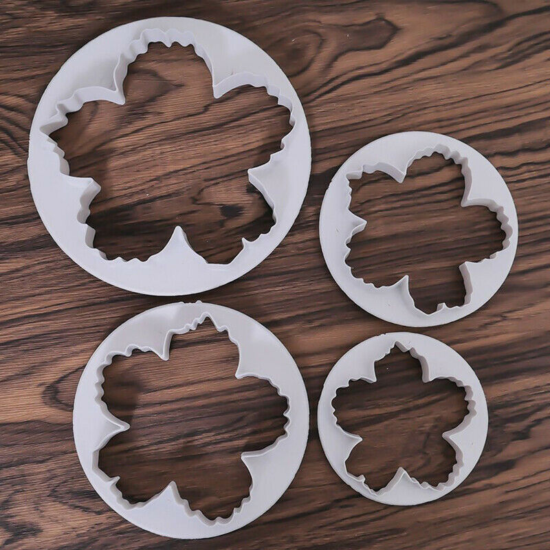 4PCS/set Peony Flower Mould Plastic Cutter Sets Fondant Mold Cake Too.l8