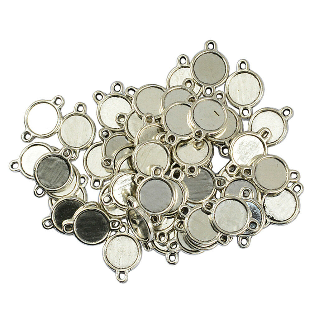 100pcs Double Sided Blank Bezel Round Cabochon Pendant Setting Blanks 10mm