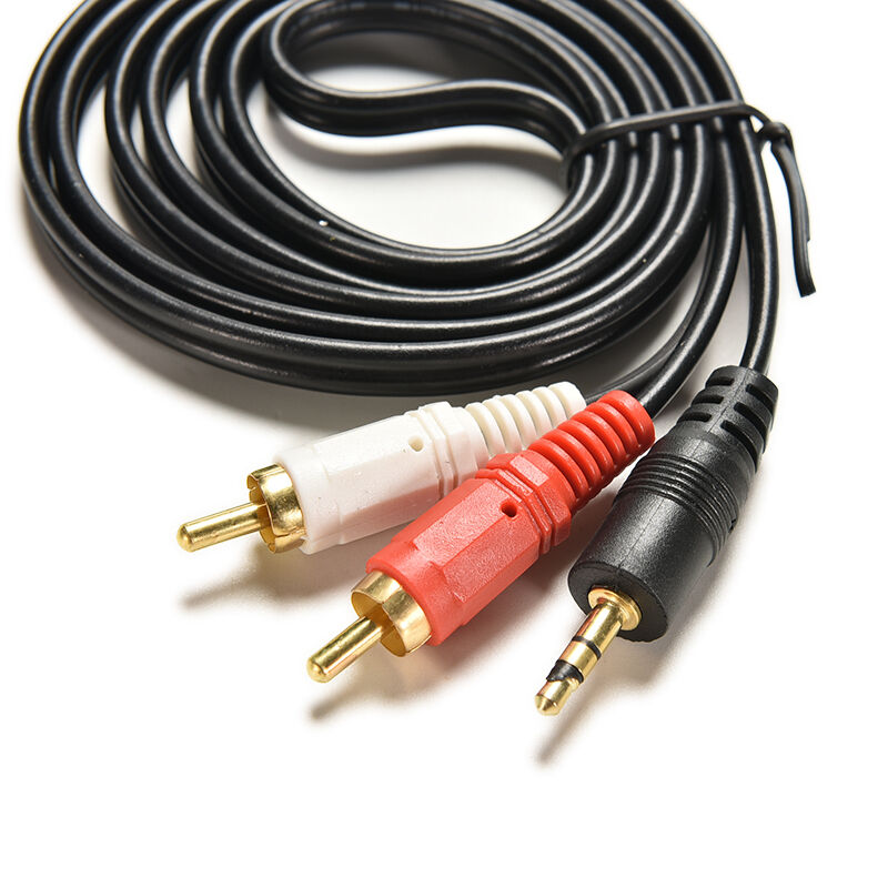 1.5m 5 ft Y 3.5mm Male Plug to Dual 2RCA Jack Cable Stereo PC Audio Splitter WB