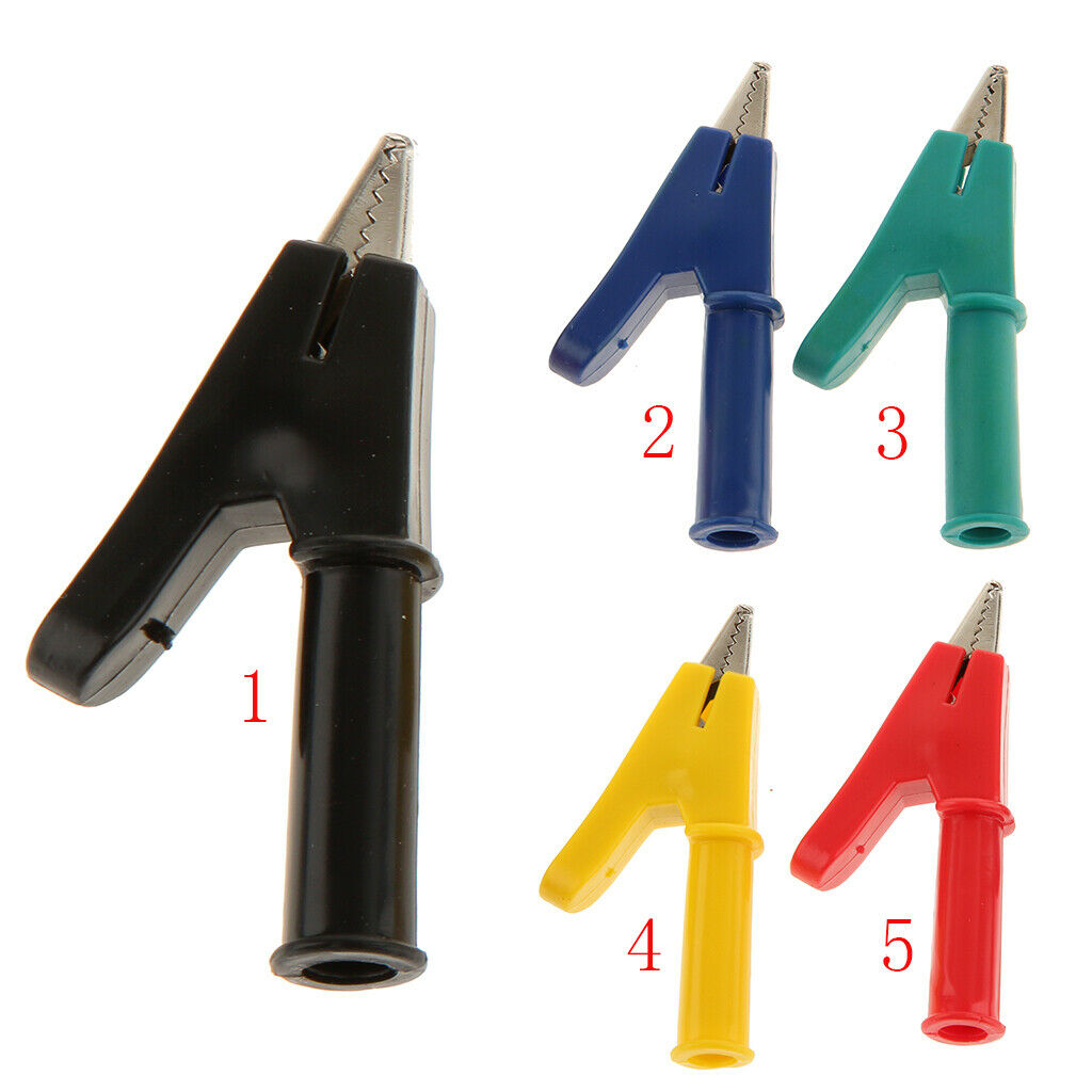 2 Pieces Testing Probe Insulated Alligator Crocodile Clip Clamps For 4mm Banana
