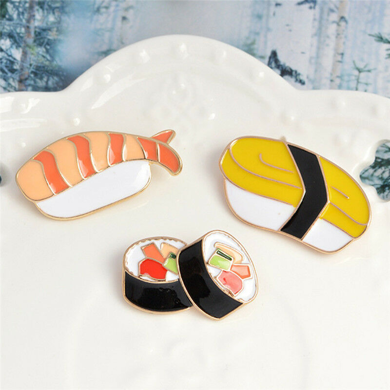 3x/Set Enamel Japanese Food Sushi Brooch Pins Shirt Collar Badges Pin Jewe.l8