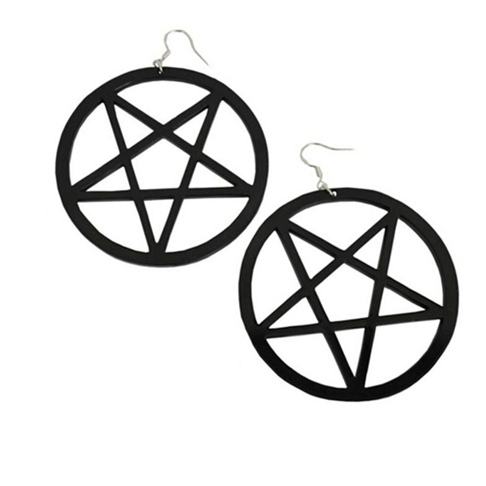 Women Punk Large Pentagram Earrings Large Hoop Pentacle Gothic Ear Stud Fashion