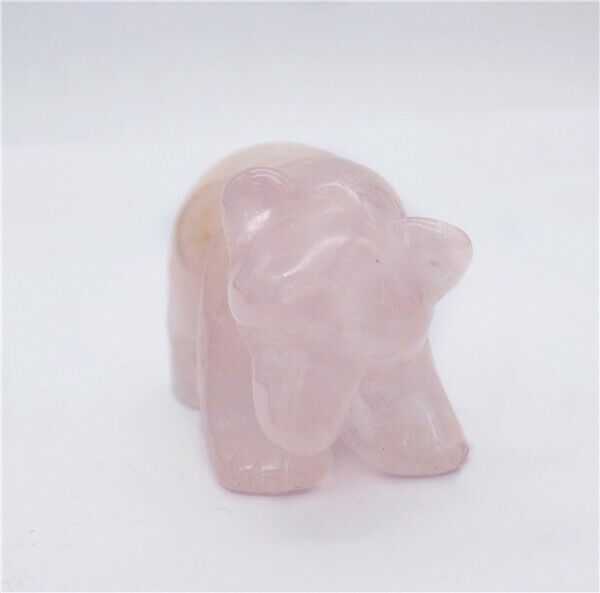 48x30x26mm Natural Rose Quartz Carved Bear Decoration Statue Home Decor HH7736