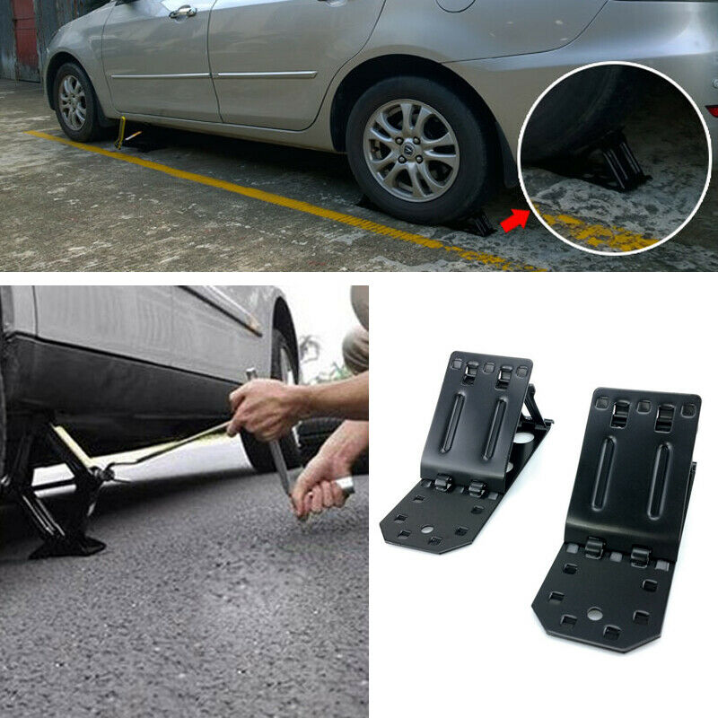 2X Tyre Slip Stopper Iron Plate Car Wheel Tire Chock Stop Block Slope Anti-slip