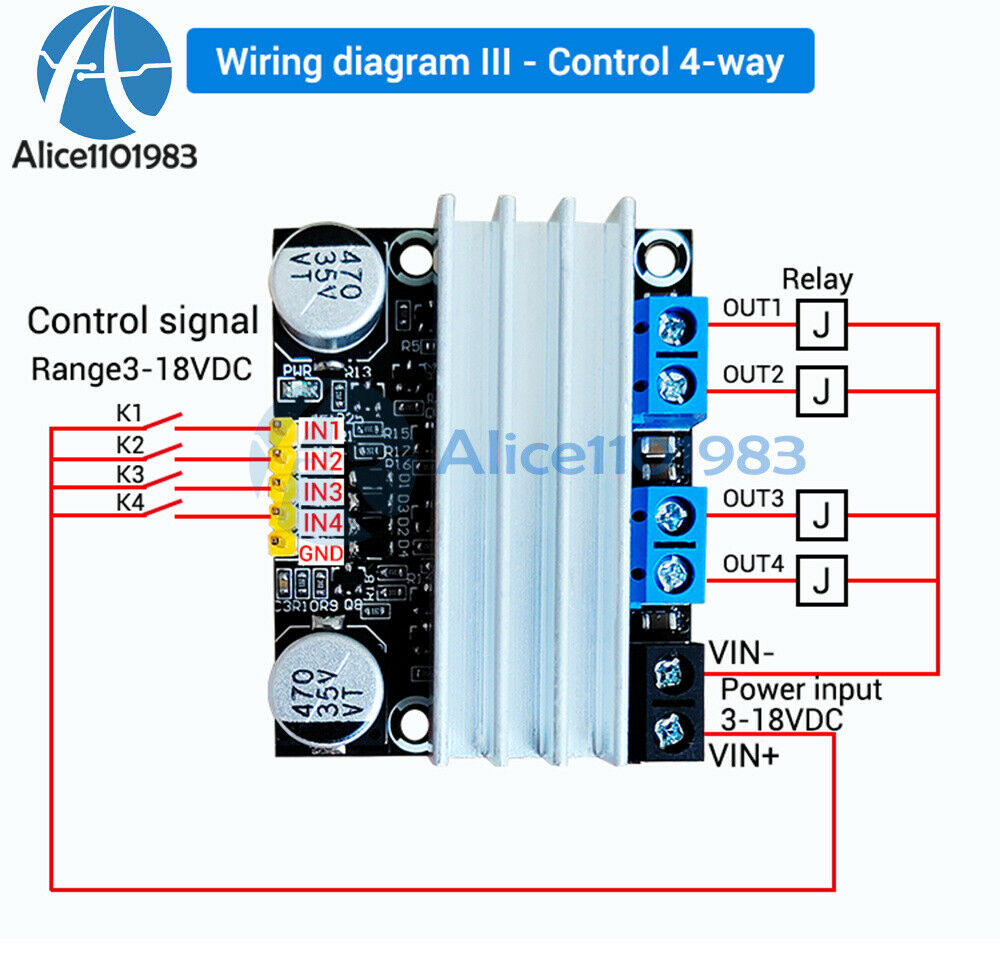 10A Dual-Channel H-bridge DC 3-18V Motor Drive Module PWM Adust Speed Dimming