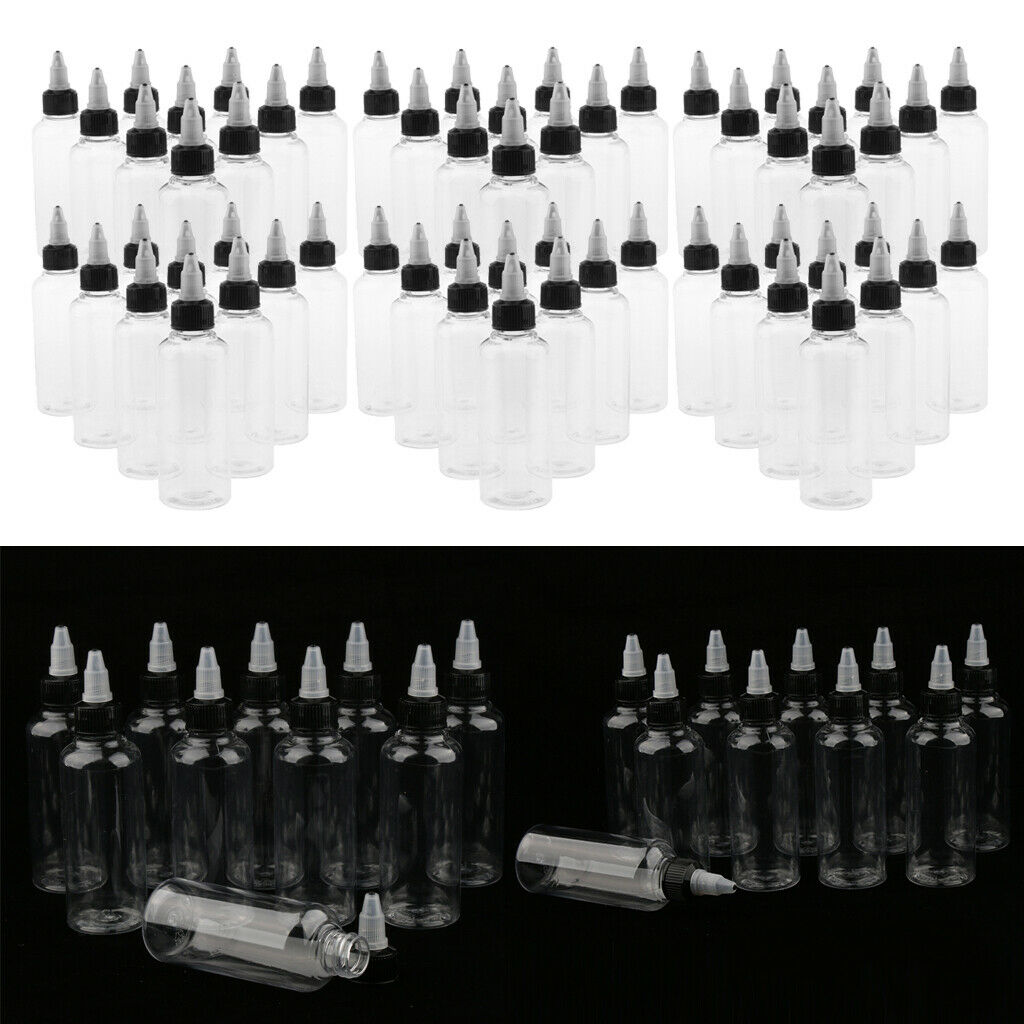 60x 3.4oz Clear Plastic Pointed Makeup Crafts Bottles for Paint Oil Glue