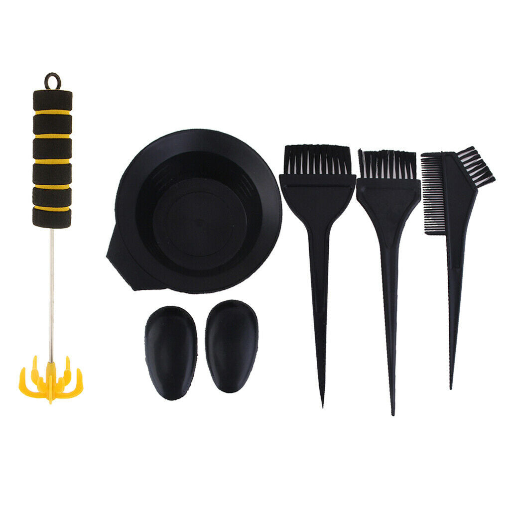 7x Hair Styling Hair Coloring Kits Bowl Comb Brush Stirrer Ear Cover Set