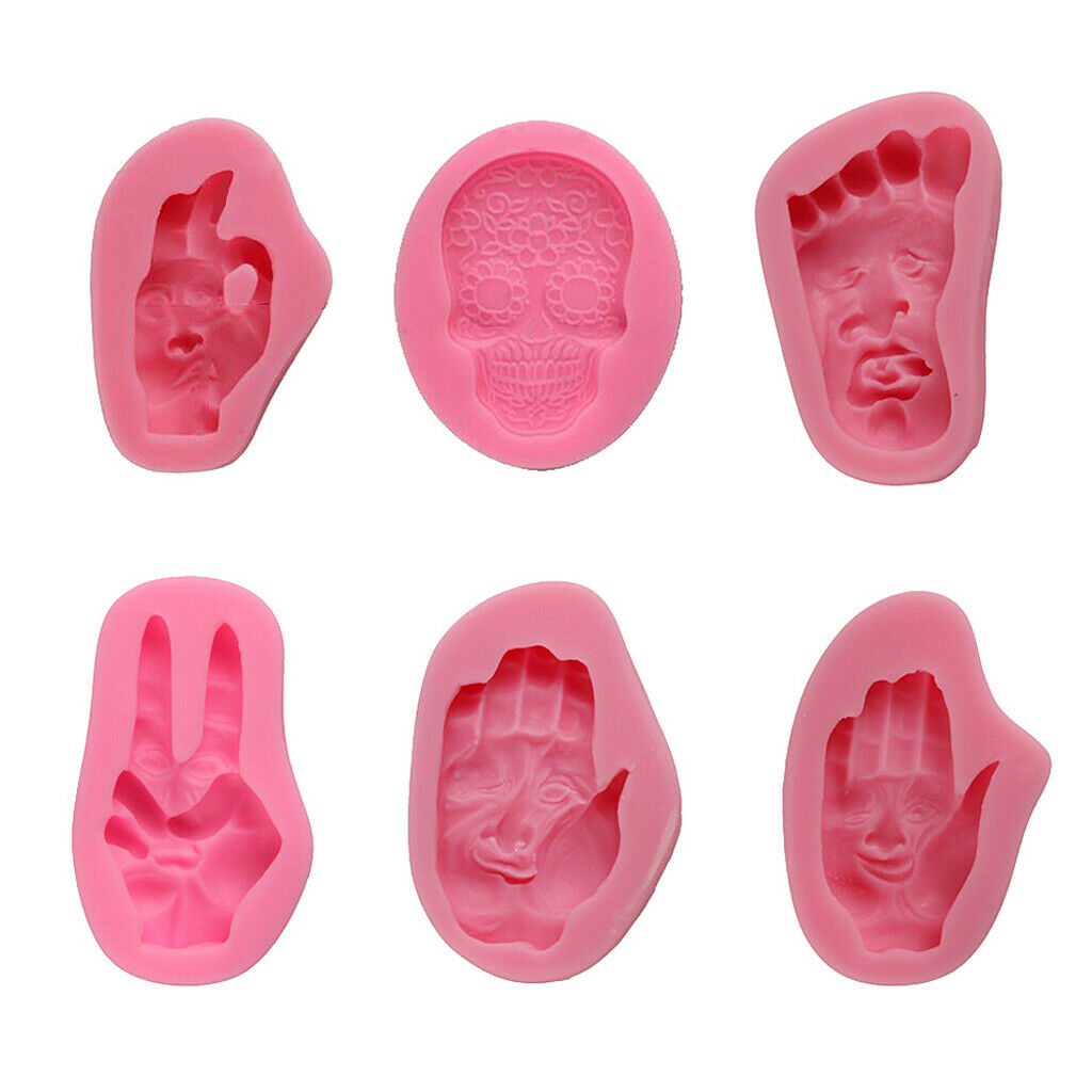 6 piece Halloween cake decoration palm geek smiling old woman hoe