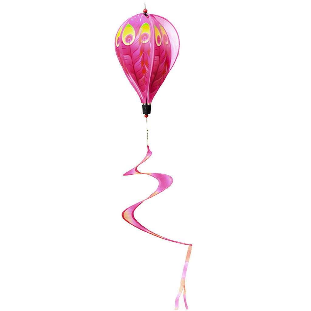 Hot Air Balloon Wind Spinner Stripe Garden Yard Outdoor Decor Peacock
