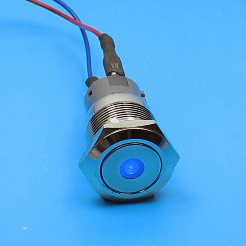 19mm 12V Waterproof LED Metal Indicator Lights Signal Lamp Welding Foot Reset